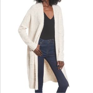 Leith Nordstrom Midi Open Cardigan in Beige Oatmeal Heather sz M